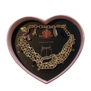 Juicy Couture Gold Chain Belt With Charms L/XL New In Box